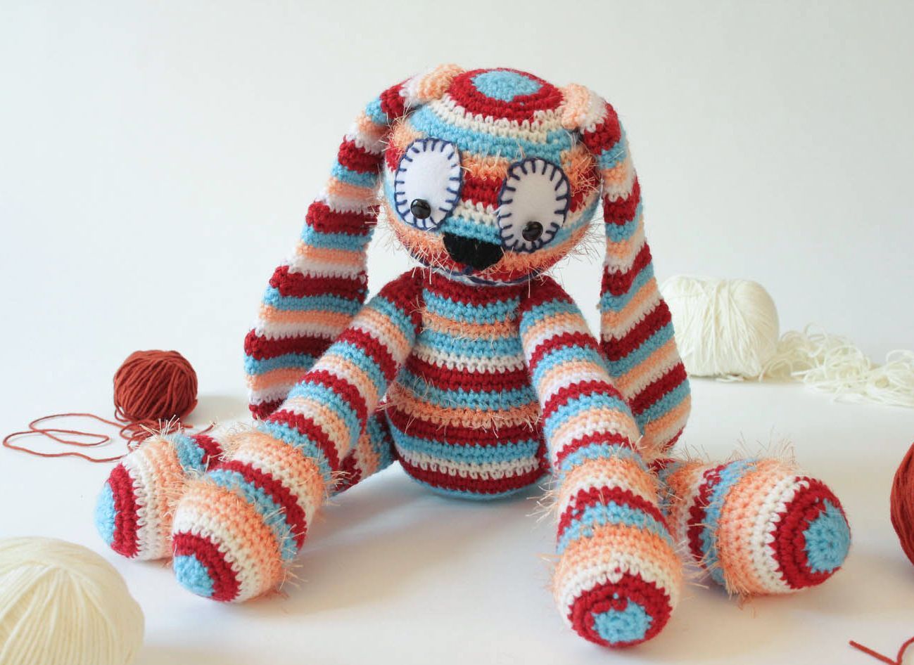 Knitted toy Striped Rabbit photo 5