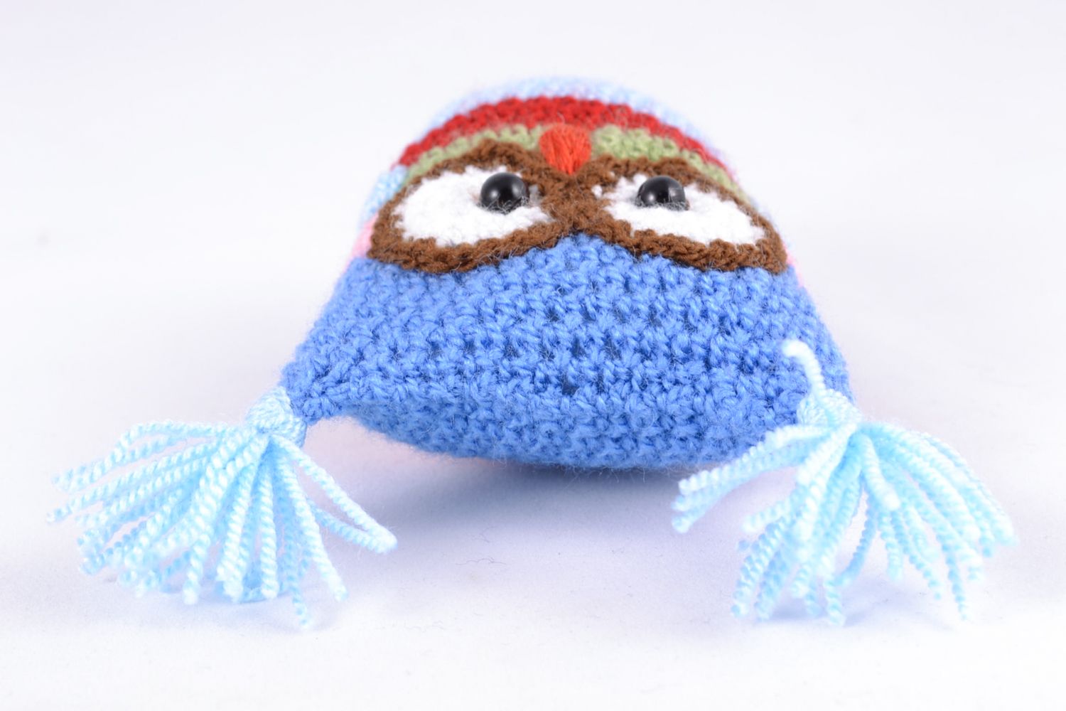 Soft crochet toy blue owl photo 5