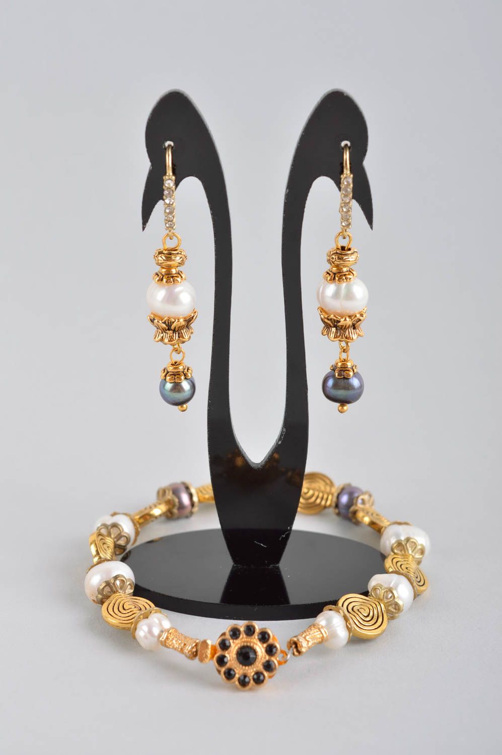 Boucles d'oreilles Bracelet fait main avec perles naturelles Accessoires femme photo 2