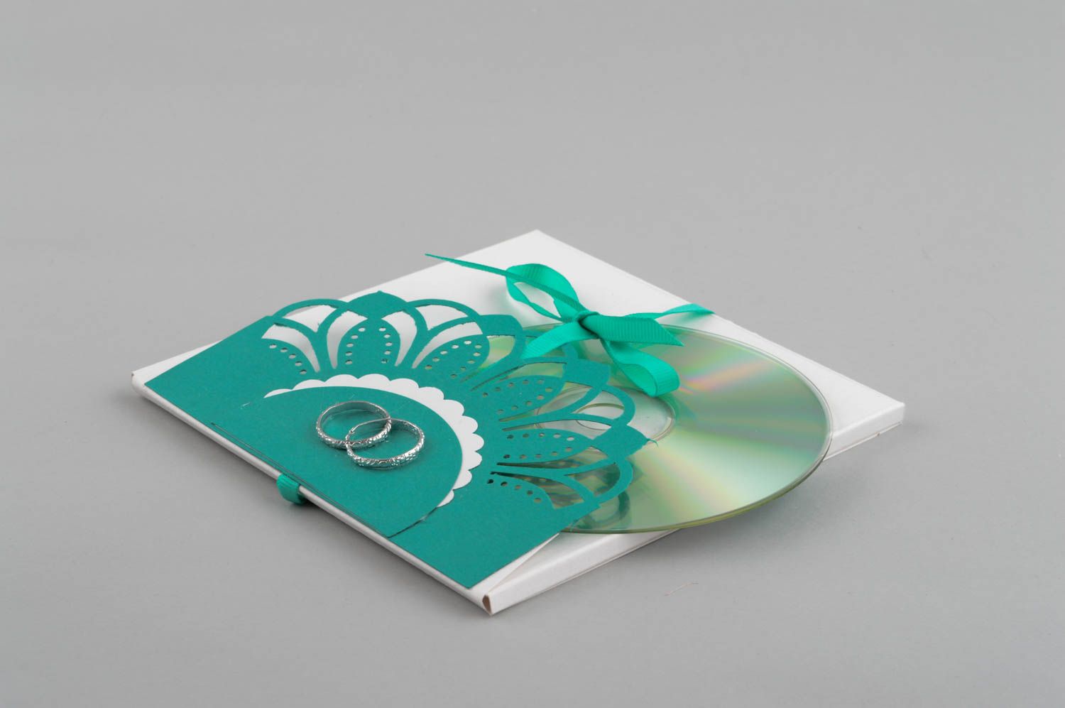 Конверт ручной работы конверт для диска конверт из бумаги бело-зеленый свадебный фото 5