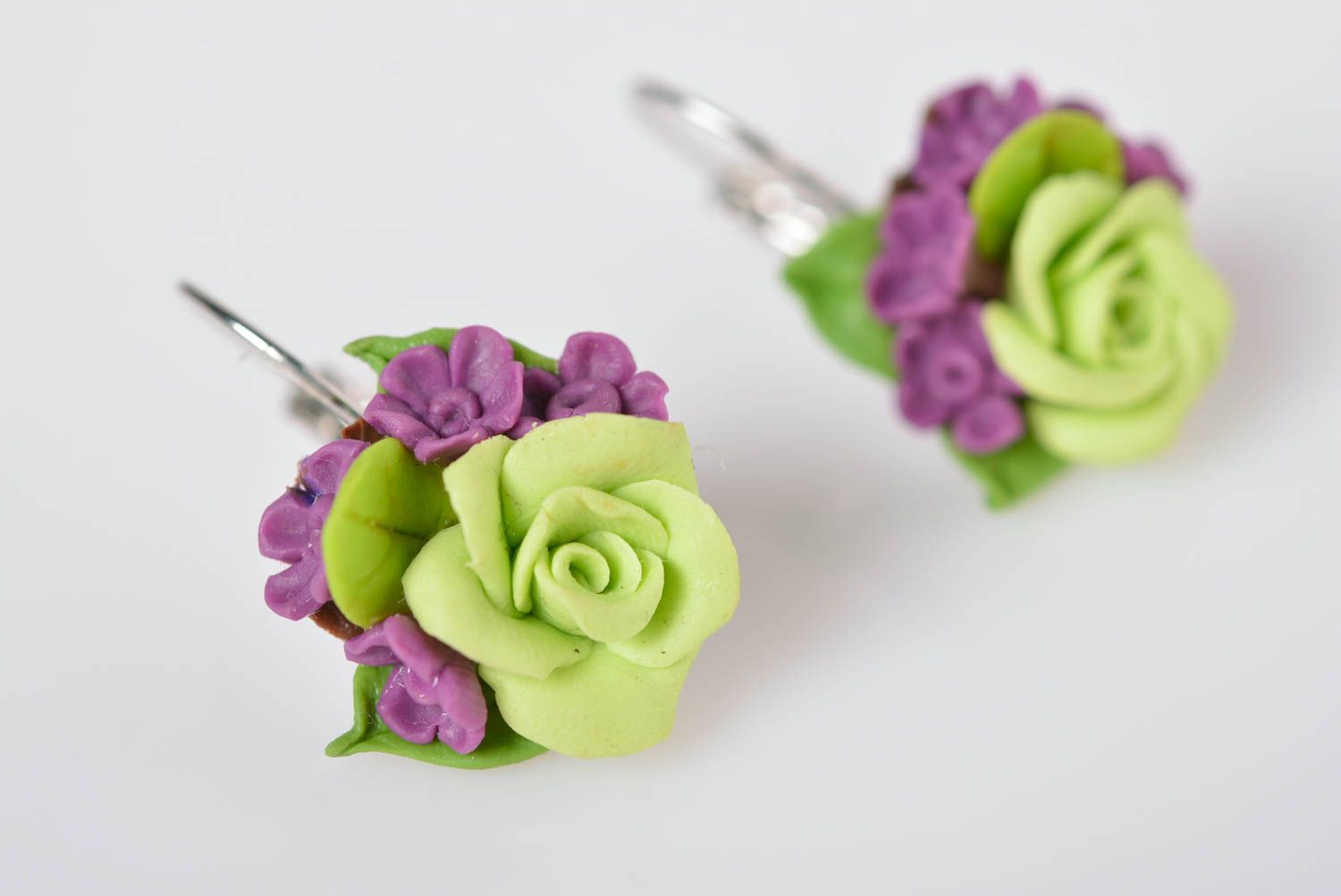 Handmade bijouterie porcelain earrings summer flower earrings stylish jewelry photo 2