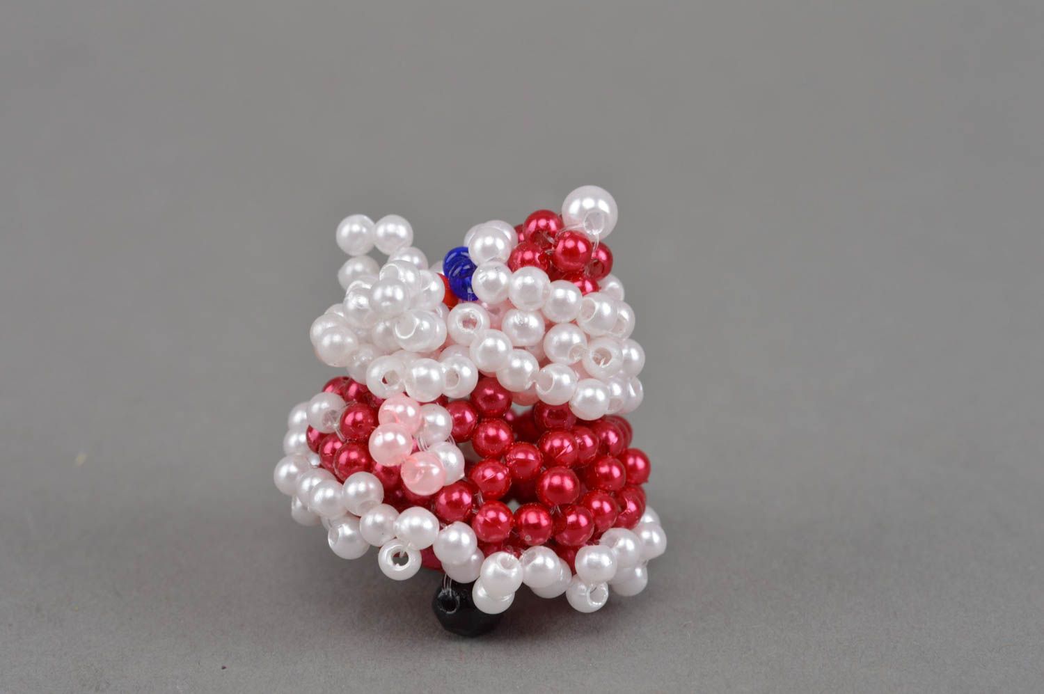 Figurine Père Noël en perles de rocaille faite main de petite taille décorative photo 4