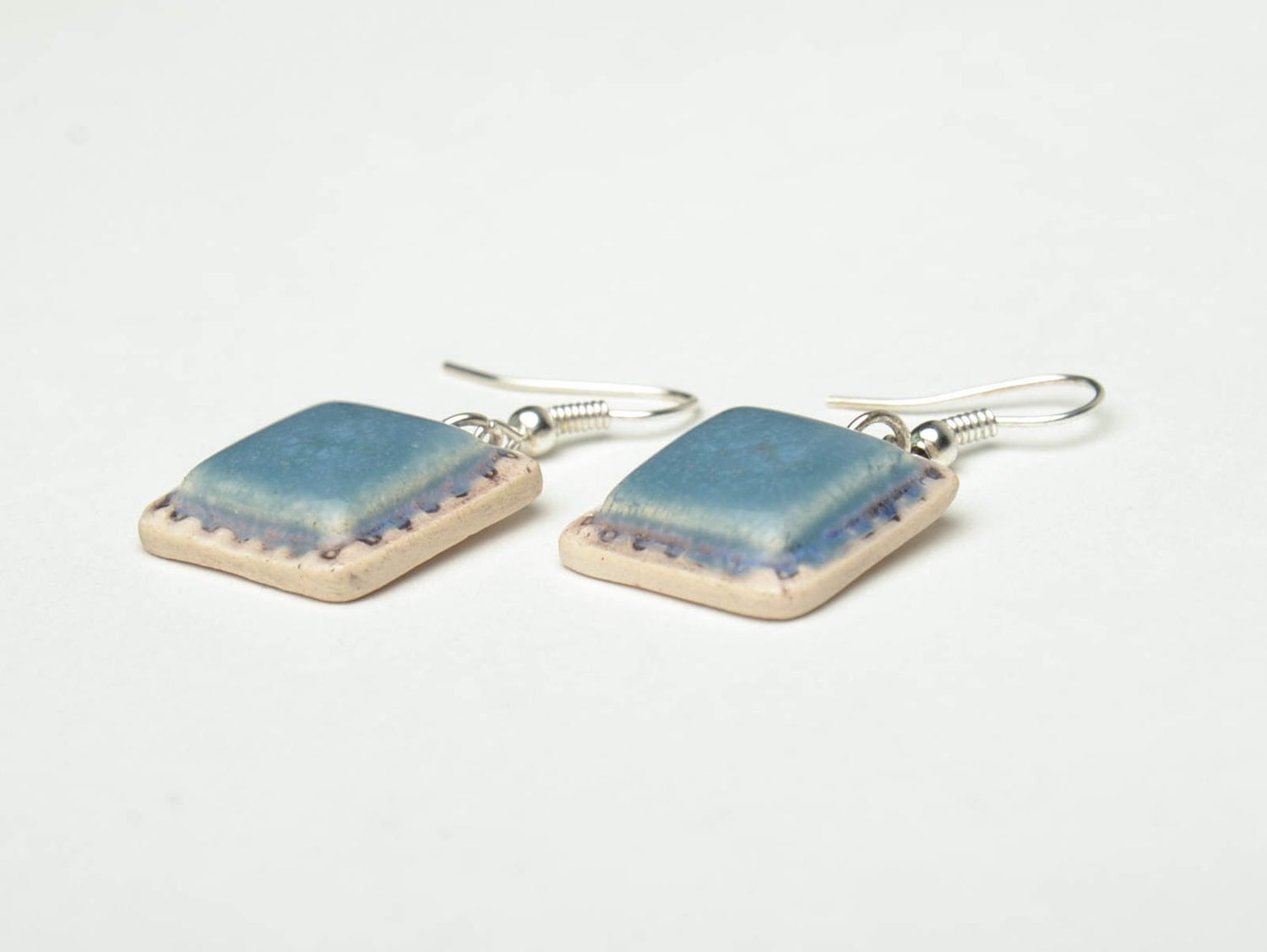 Light blue ceramic earrings photo 3