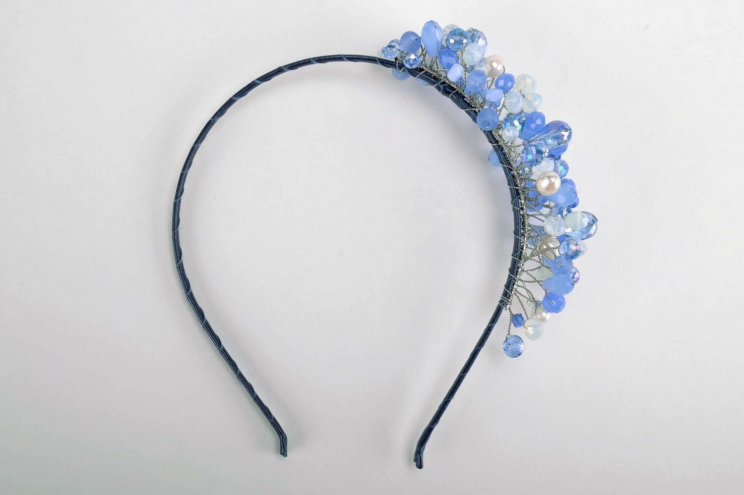 Grinalda para cabelo azul feita à mão acessórios de cabelo  foto 2