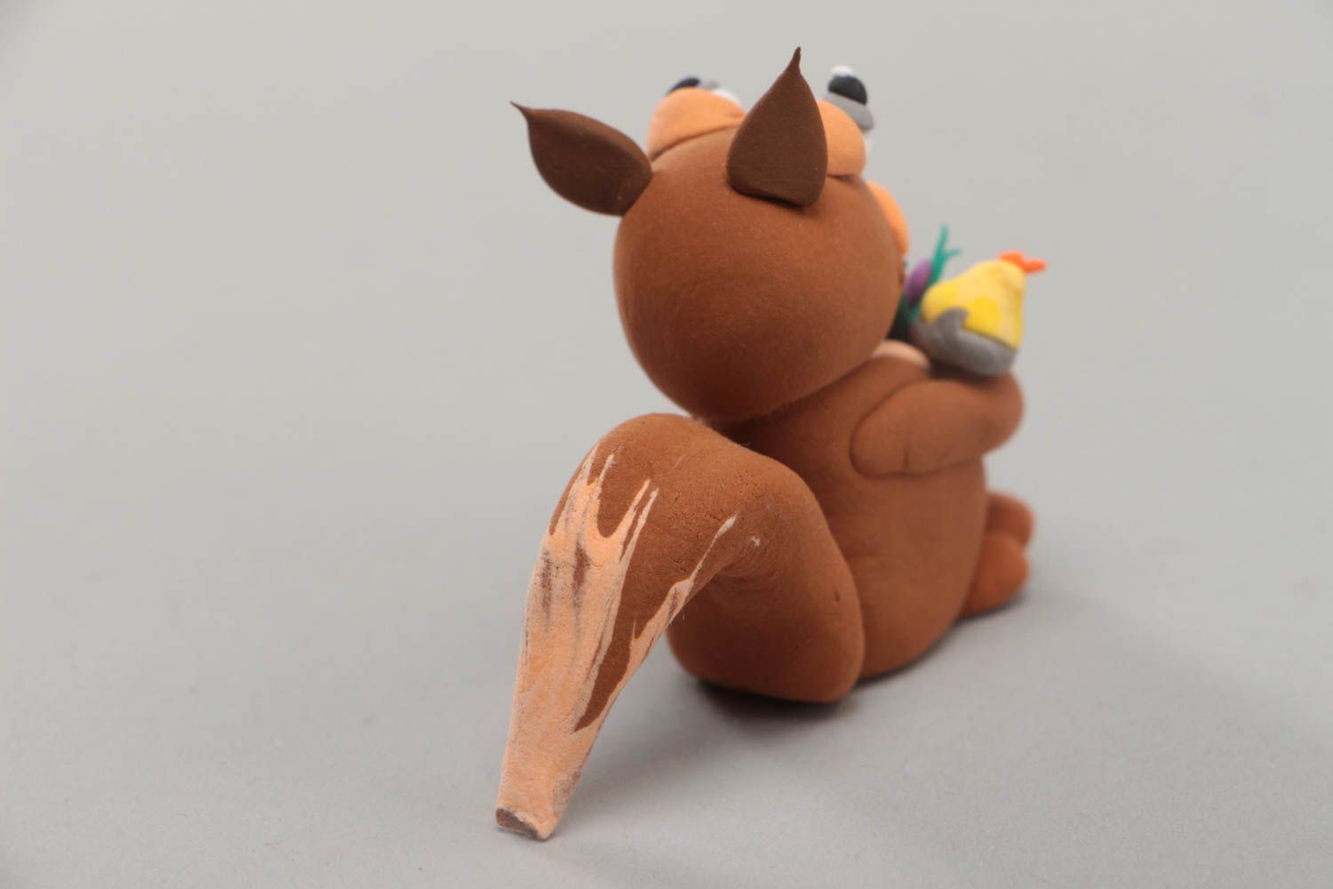 Beautiful small brown handmade polymer clay interior figurine of squirrel photo 4