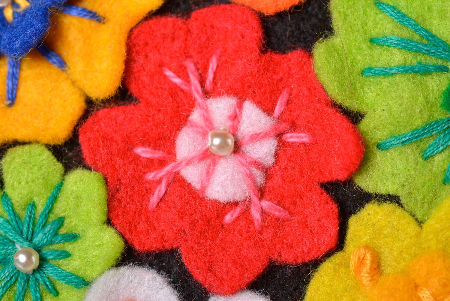 Handmade Blumen Collier Schmuck aus Filz Accessoire für Frauen schön modisch foto 4