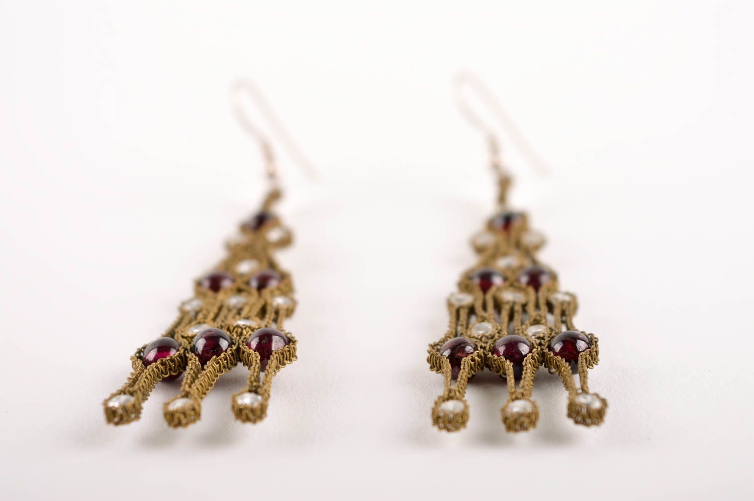 Beautiful handmade metal earrings beaded earrings costume jewelry for girls photo 4