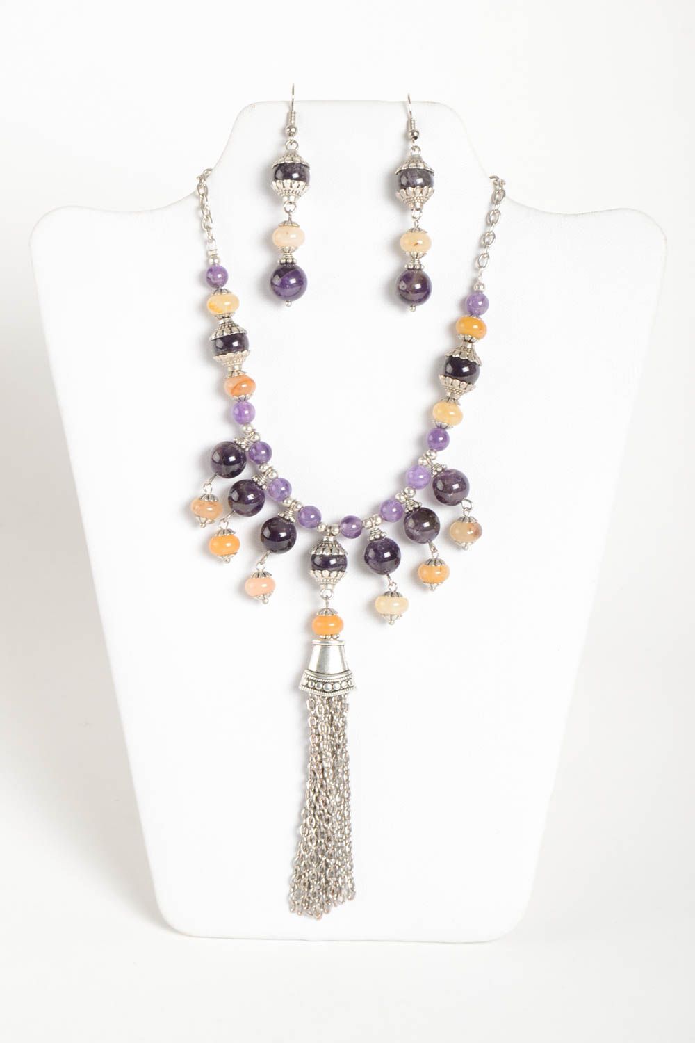 Handmade stylish earrings designer unusual necklace stylish jewelry set photo 2