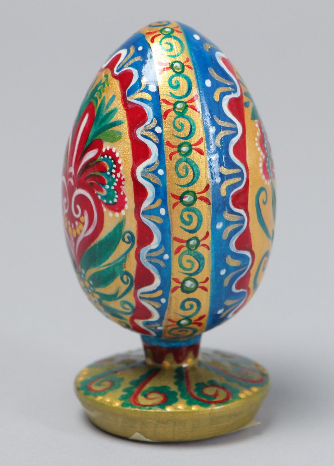 Huevo de Pascua hecho a mano de madera decorativo para interior colgante foto 2