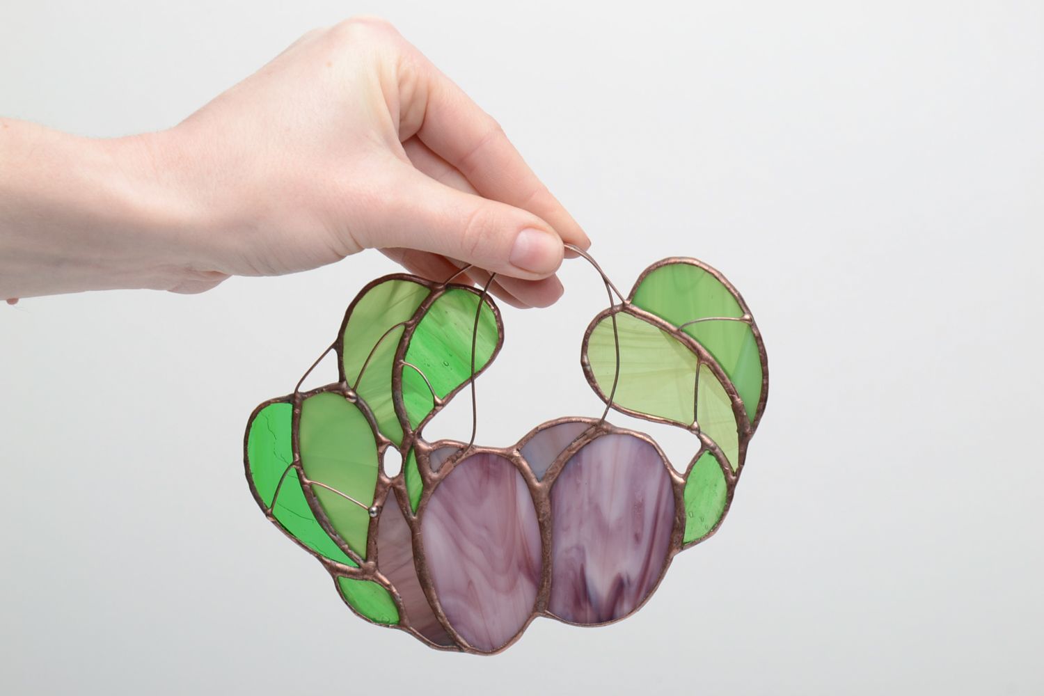 Stained glass interior pendant in the shape of plums photo 5