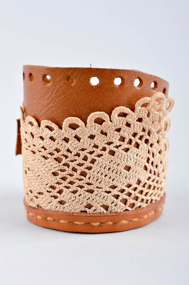 Unusual handmade leather bracelet lace bracelet design fashion trends buy a gift photo 2