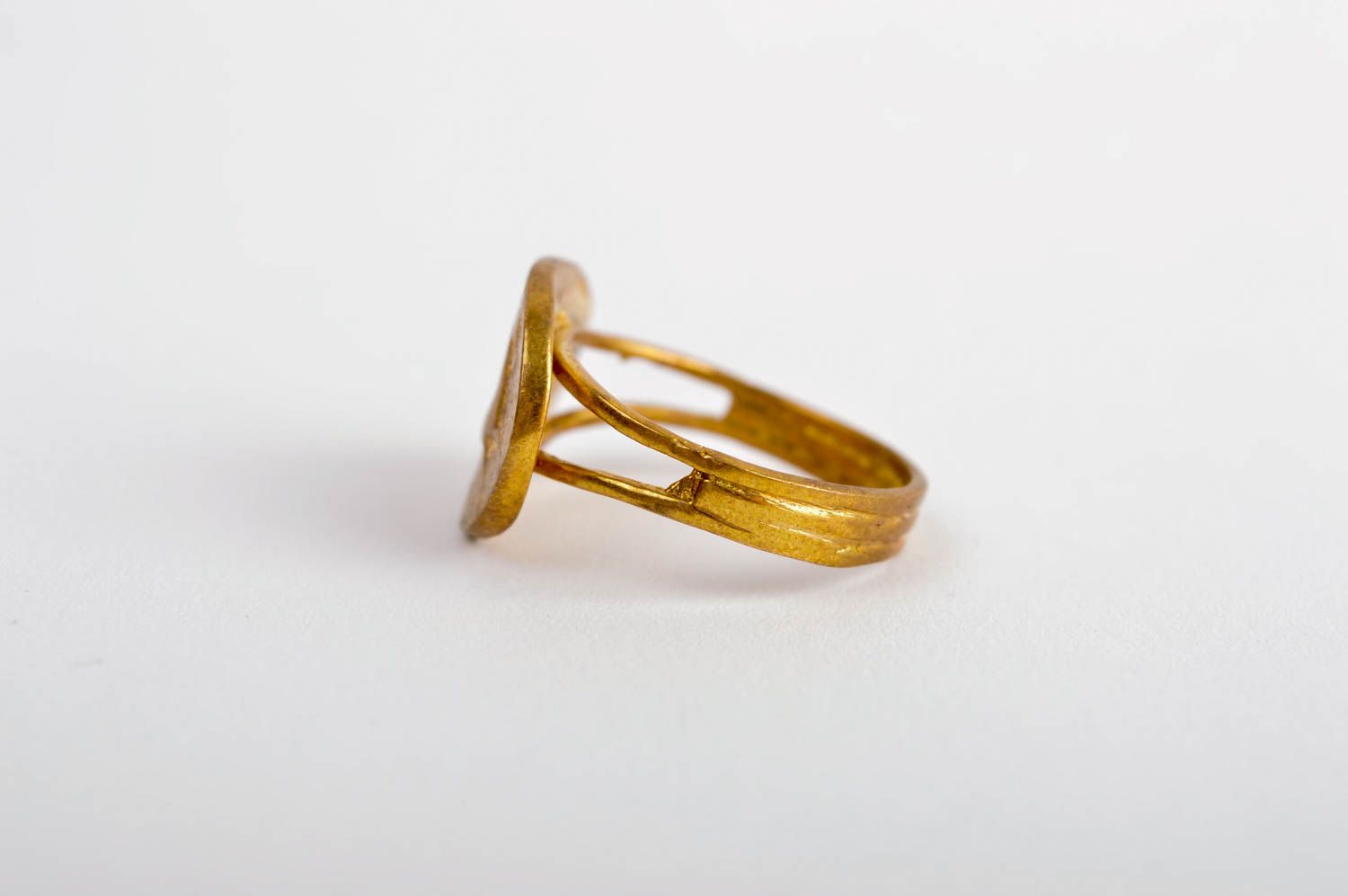 Кольцо ручной работы украшение из латуни модное кольцо желтое красивое фото 3