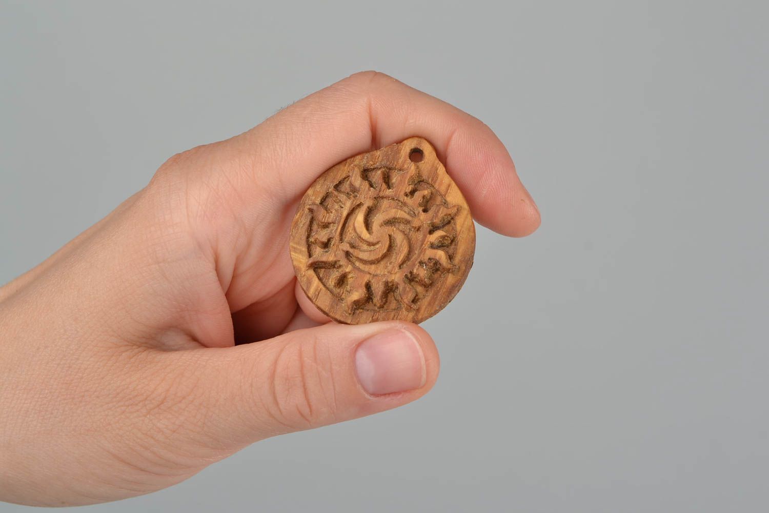 Slavic handmade amulet Rod in the Sun made of oak wood talisman pendant photo 2