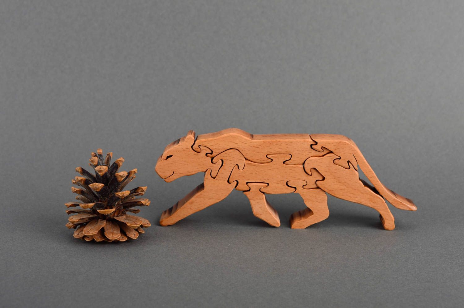Rompecabezas de madera artesanal juguete infantil pasatiempo original tigre foto 1