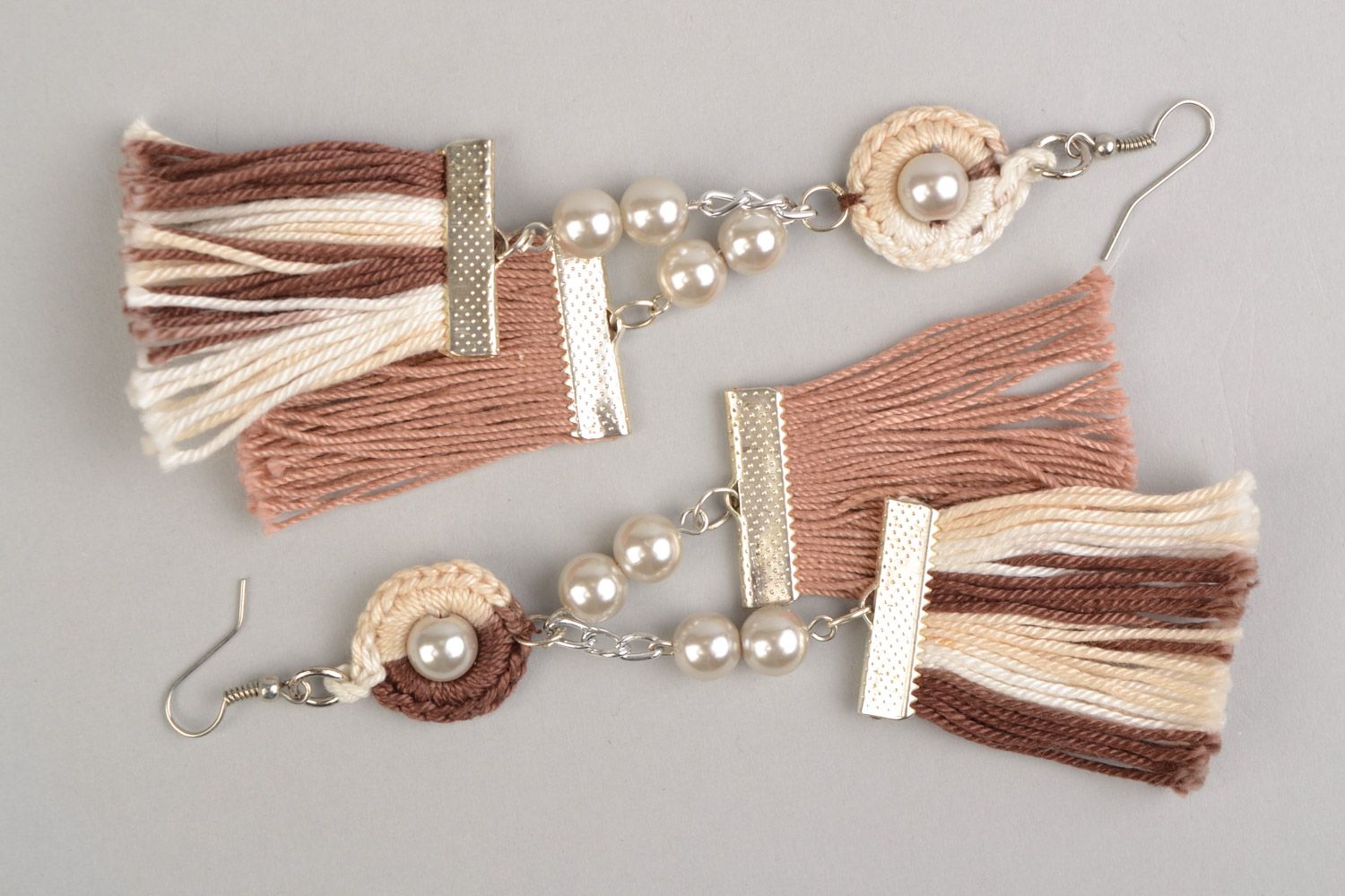 Orecchini di fili fatti a mano orecchini originali rotondi accessori donna
 foto 2