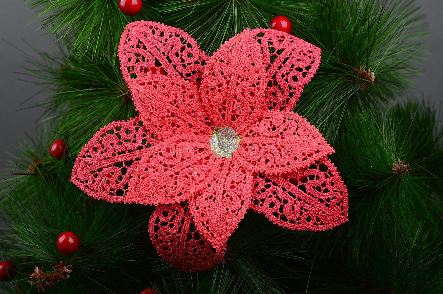 Handmade lace flower Christmas tree decor home decor Decorative use only photo 1