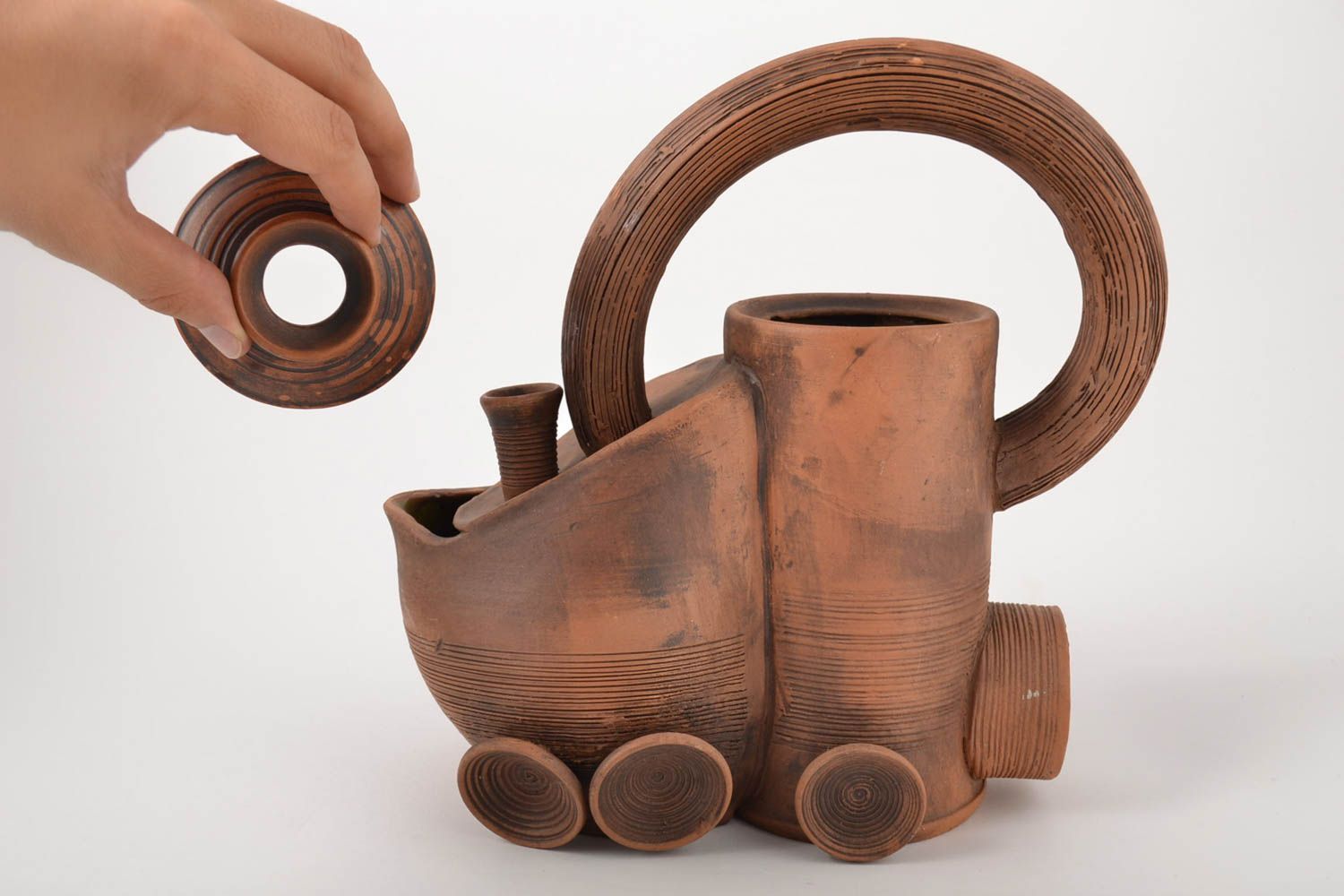 Tetera de cerámica hecha a mano vajilla original étnica utensilio de cocina  foto 5