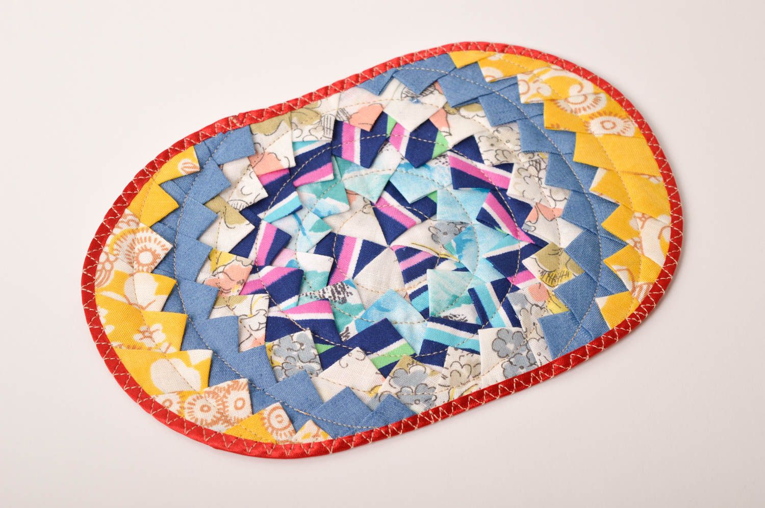 Bright handmade fabric coaster textile coaster hot pads table decor ideas photo 2