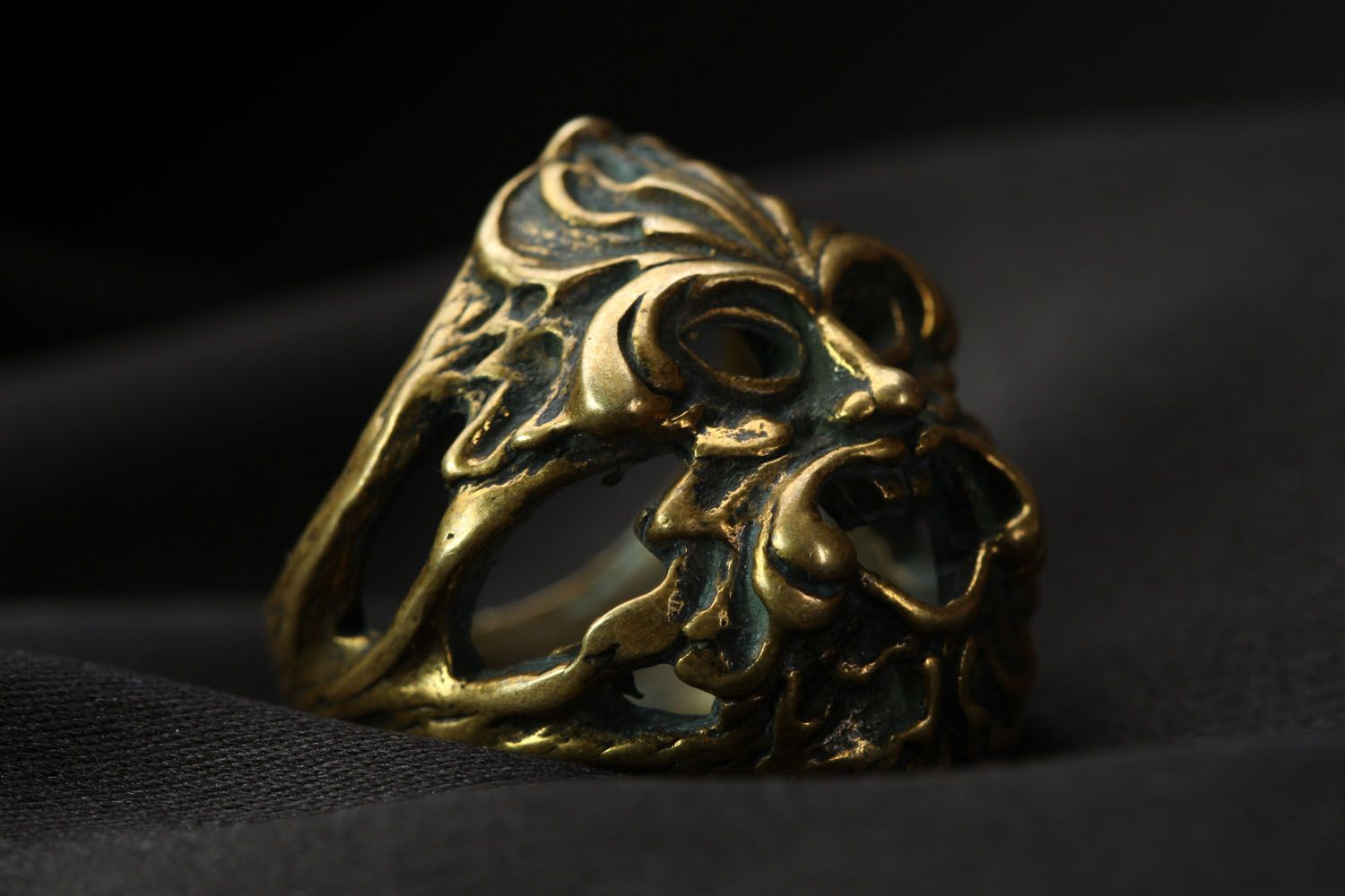 Кольцо из бронзы Маска Одина фото 4
