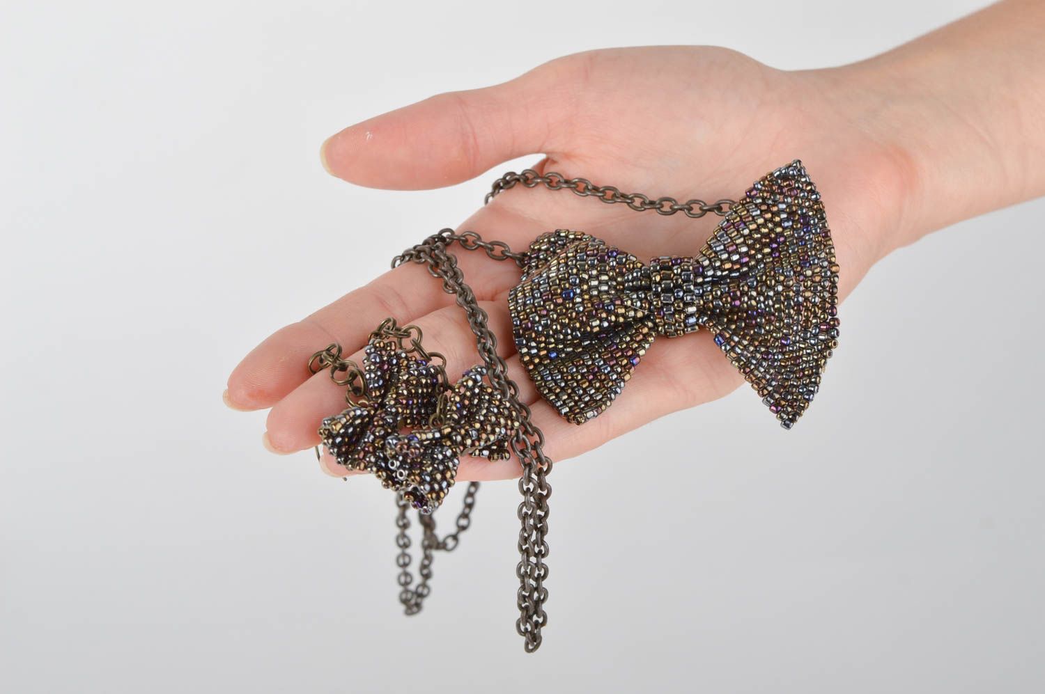 Handmade jewelry beaded earrings pendant necklace jewelry set women accessories photo 2