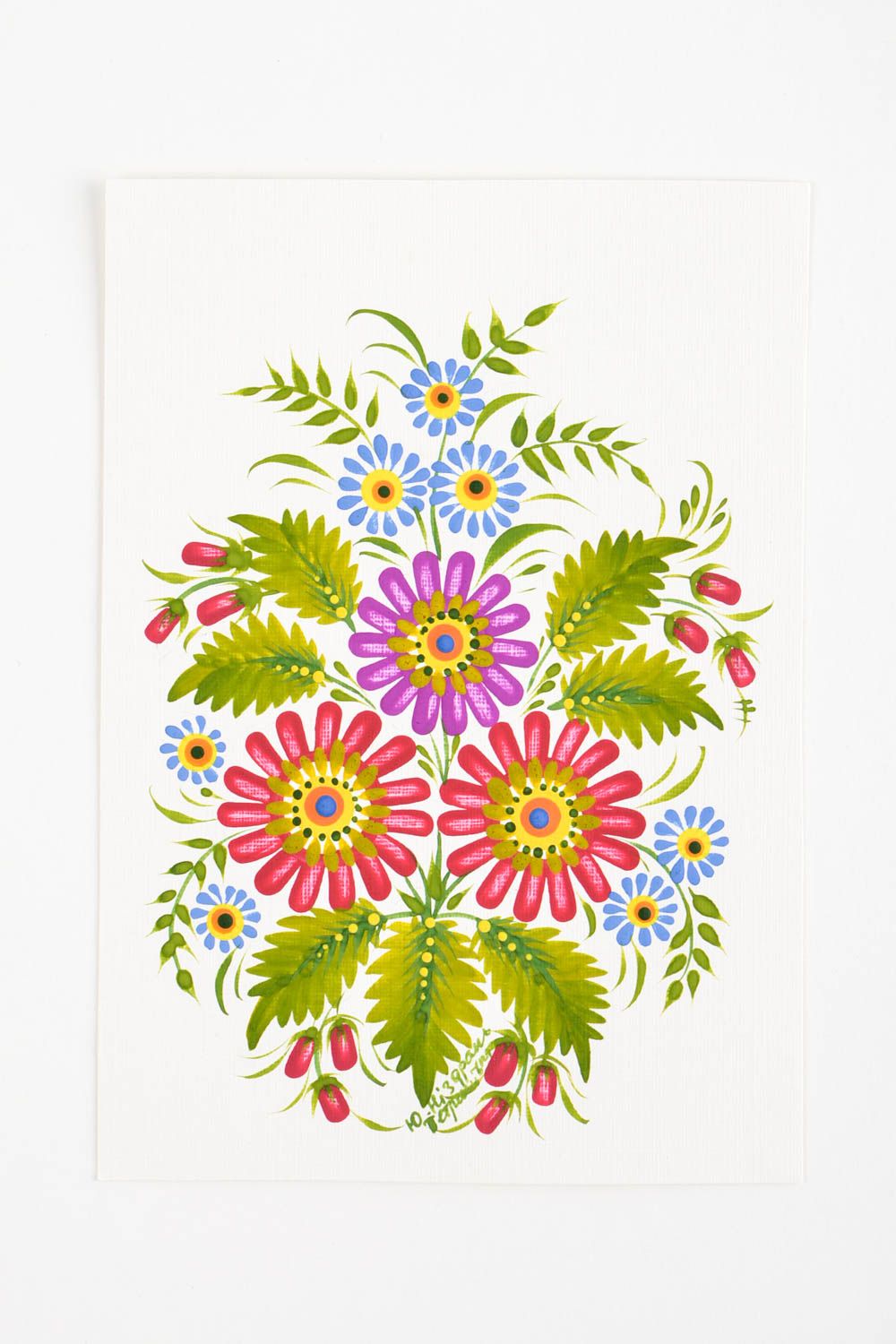 Carte de voeux faite main peinte à la gouache motifs floraux Petit cadeau photo 5