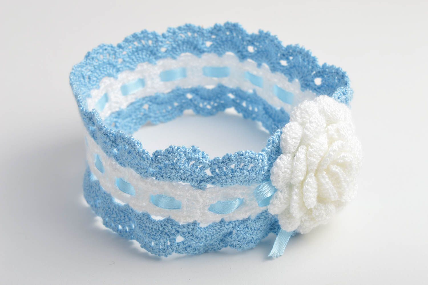 Haarband mit Blume Mädchen Haarschmuck Mode Accessoire aus Polyacryl in Blau foto 5