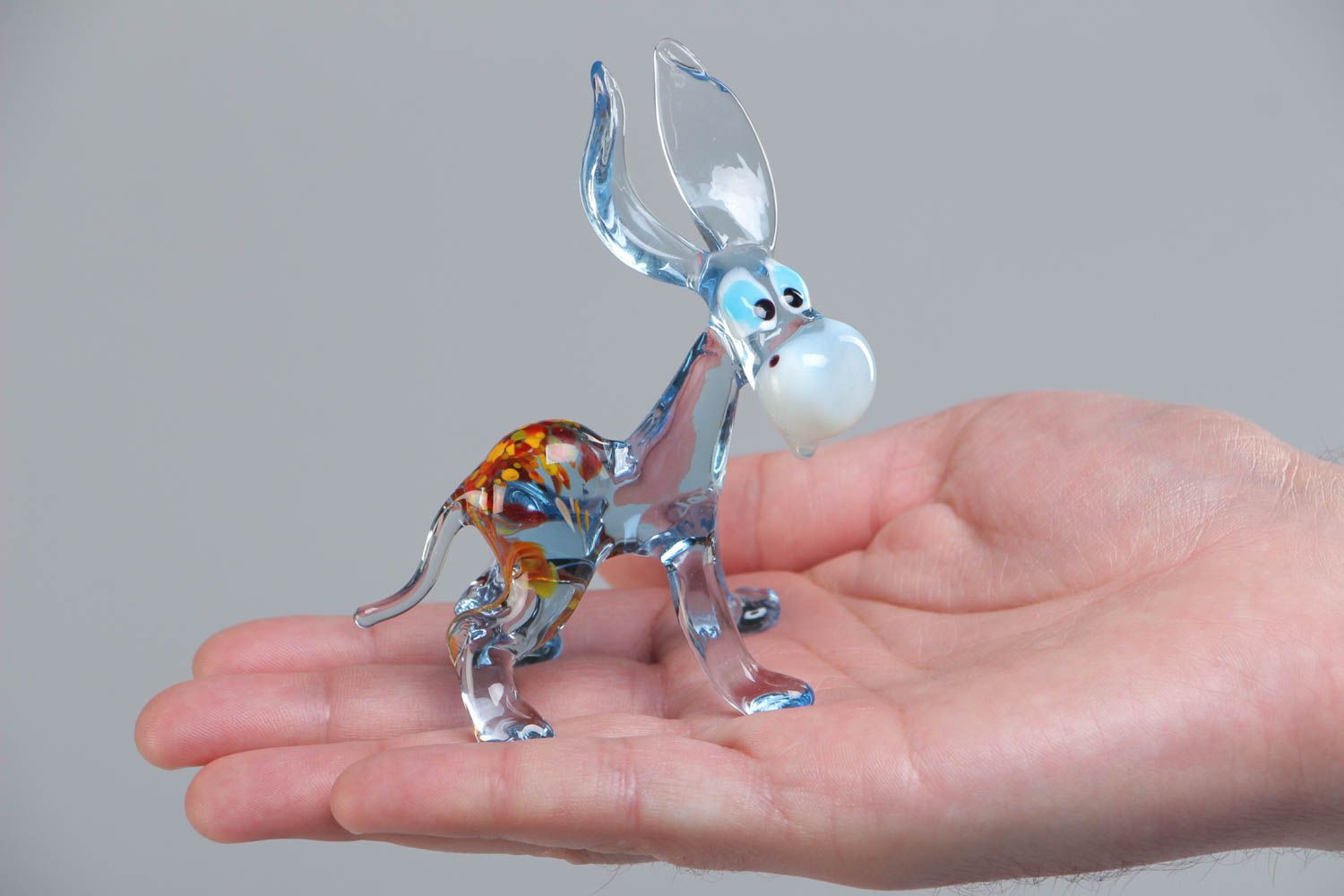 Petite figurine miniature en verre lampwork âne faite main déco maison photo 5