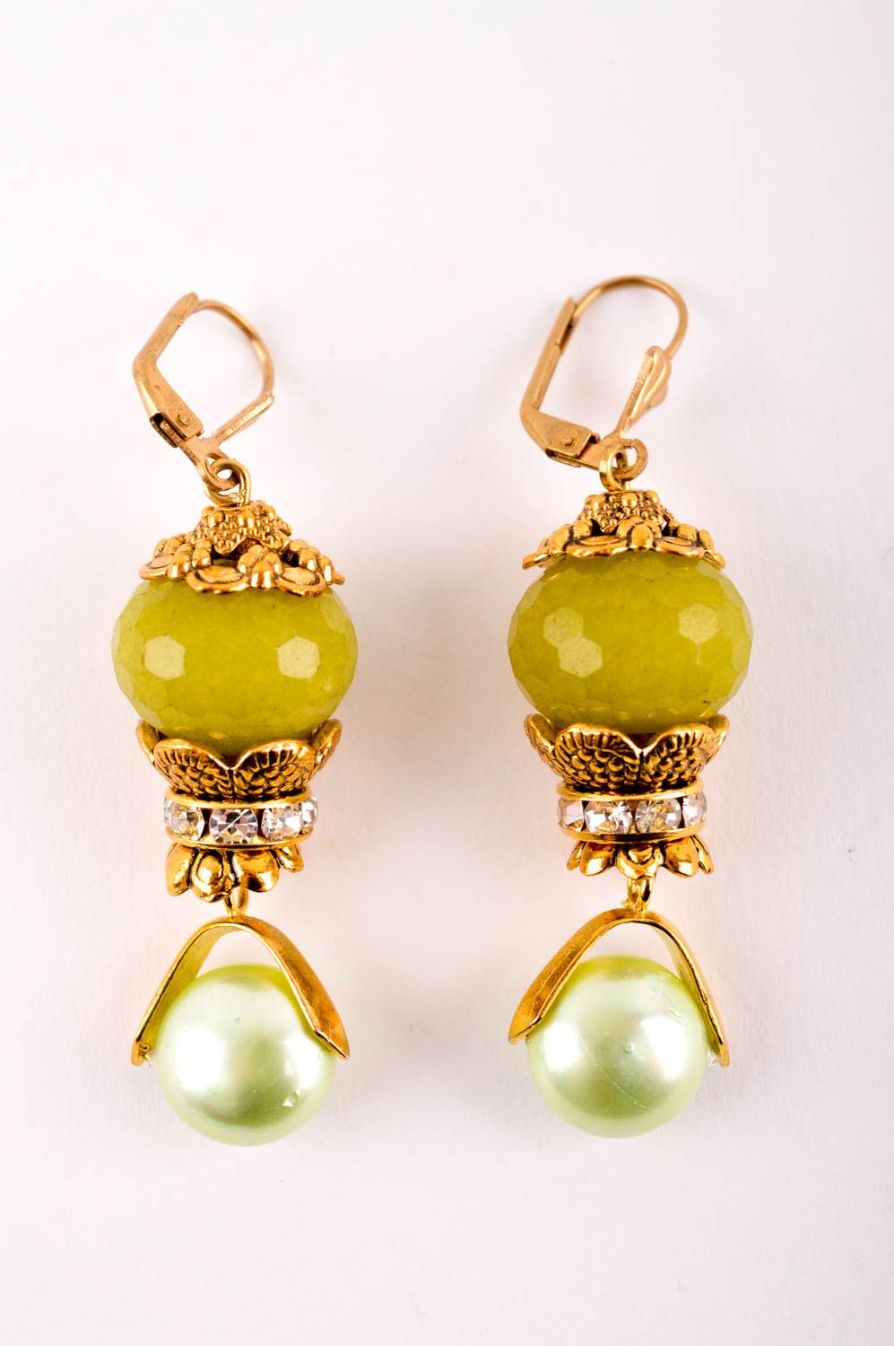 Boucles d'oreilles quartz Bijou fait main perles design Accessoire femme design photo 3