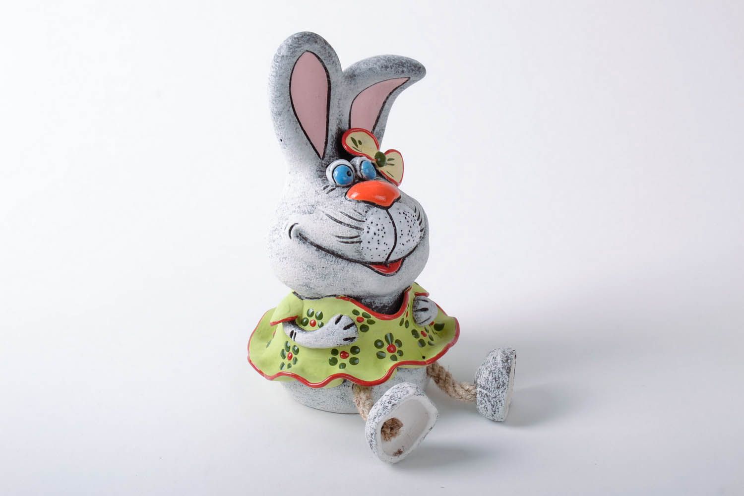 Coniglio salvadanaio fatto a mano in ceramica dipinto a mano idea regalo  foto 1