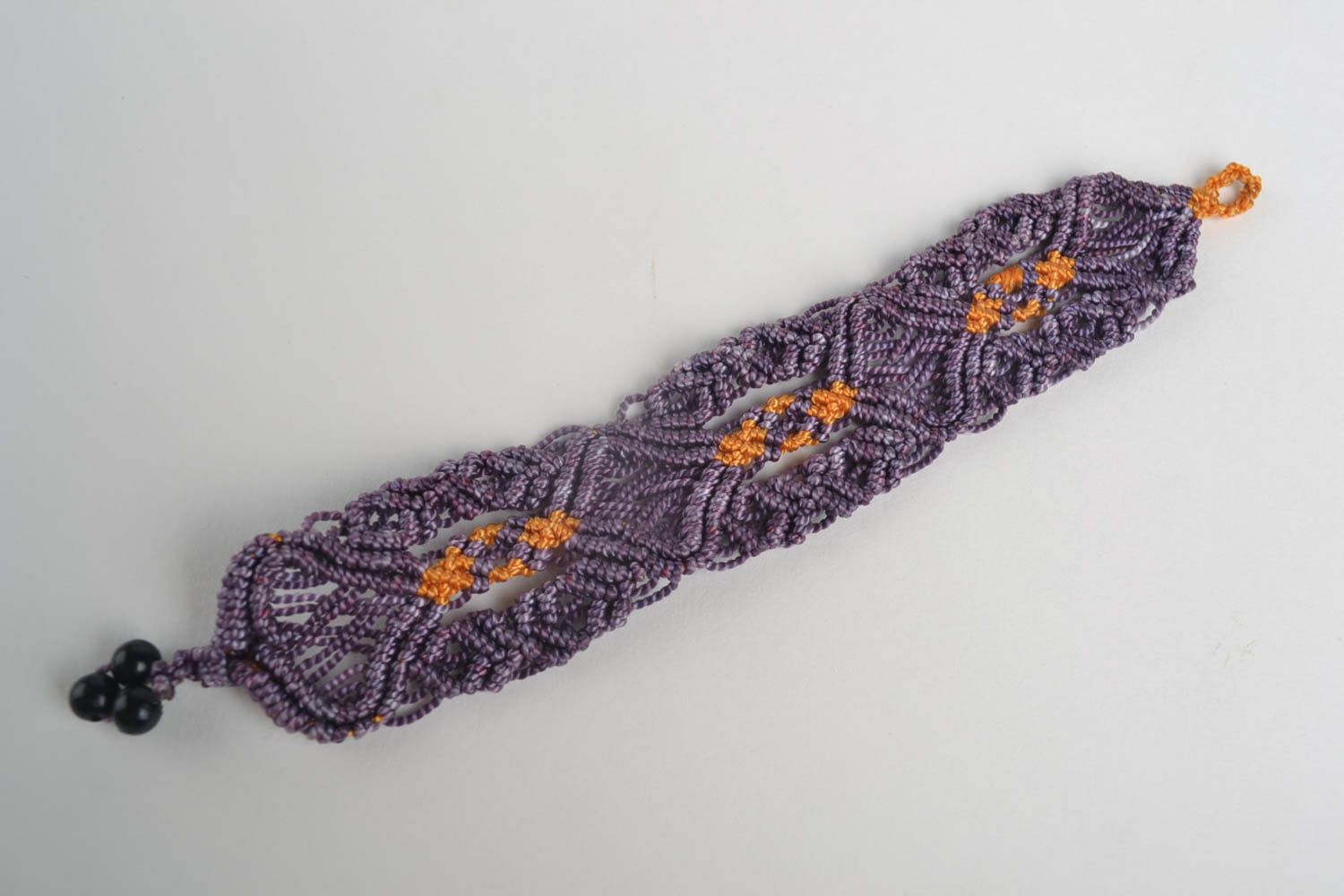 Bracelet macramé large violet Bijou fait main tressé original Cadeau femme photo 4