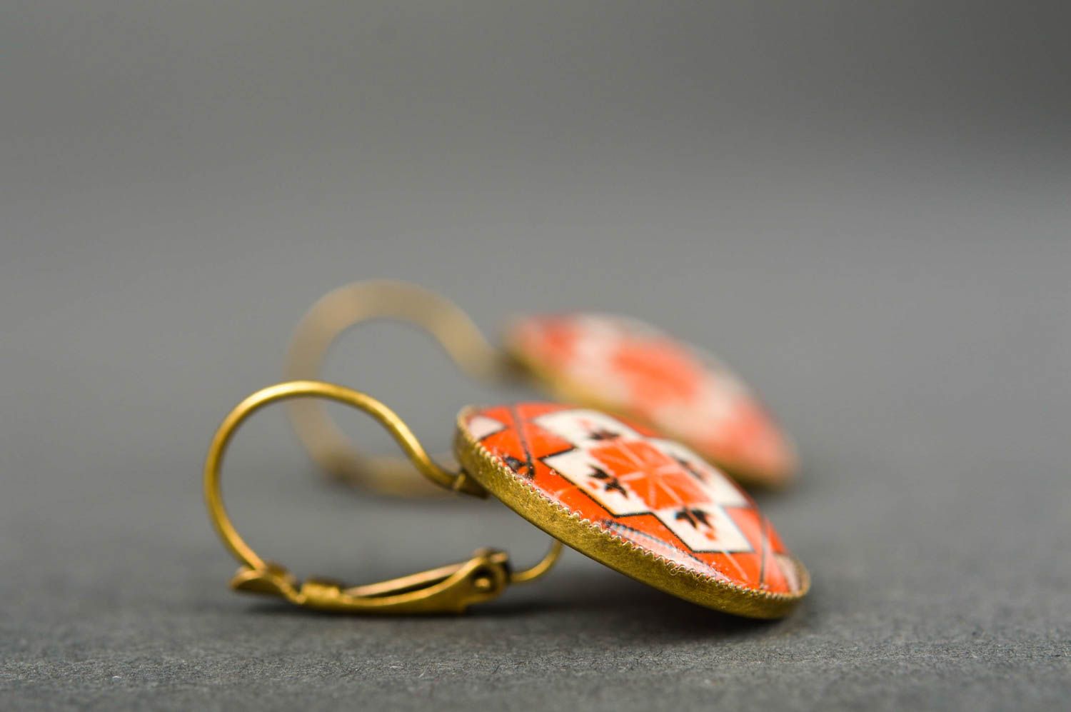 Handmade orange earrings jewelry in ethnic style cute beautiful accessory photo 3