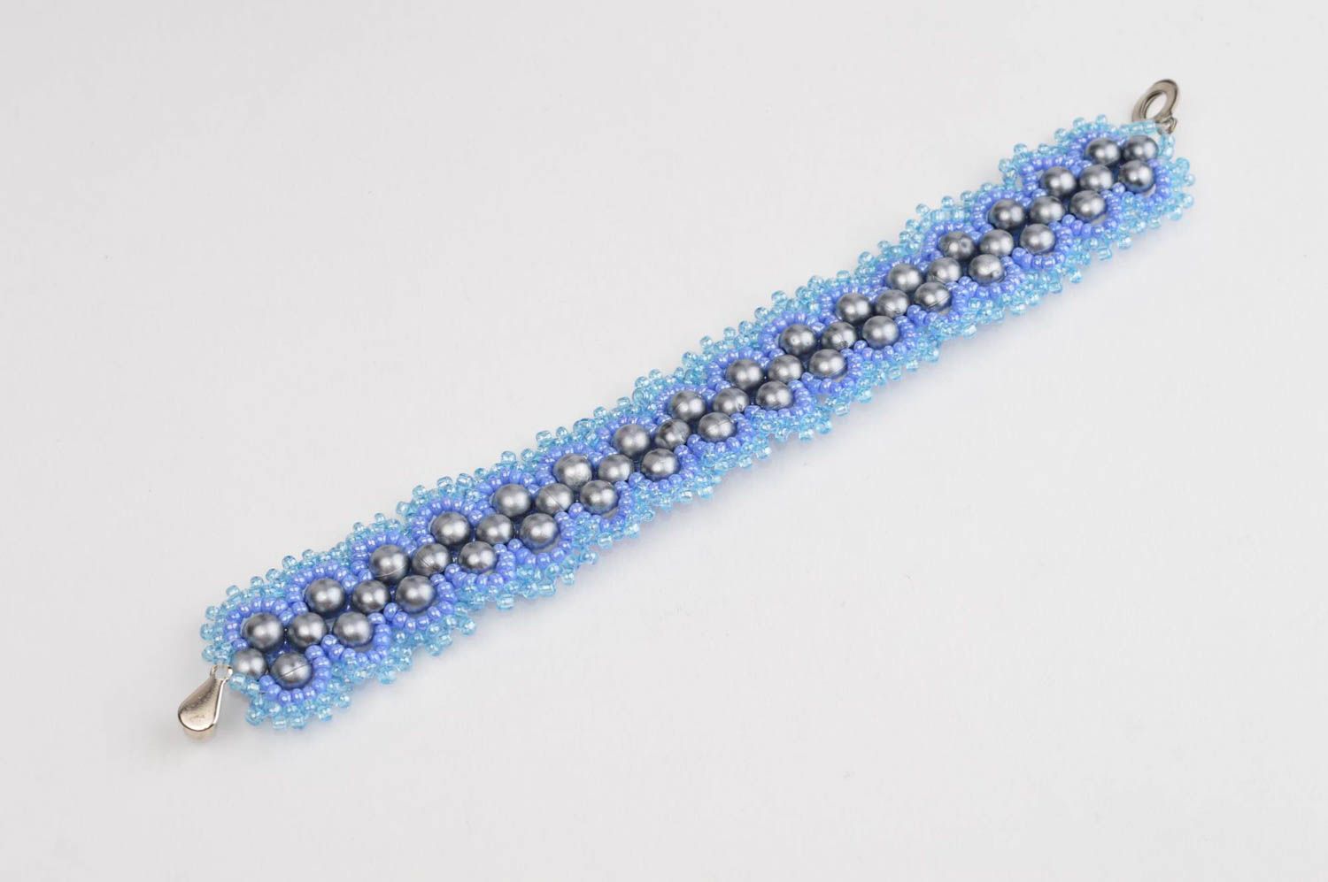 Handgefertigtes Rocailles Armband Designer Schmuck Damen Modeschmuck in Blau  foto 3