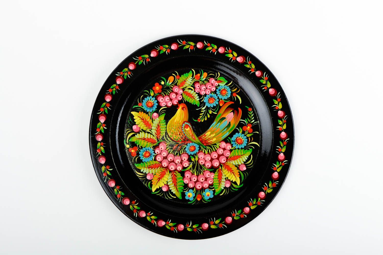 Assiette décorative faite main Assiette peinte avec oiseau Décoration maison photo 4