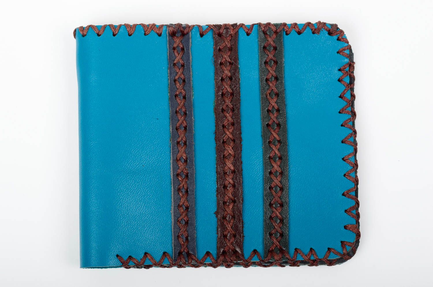 Portefeuille en cuir fait main Maroquinerie bleu noir Cadeau original design photo 1
