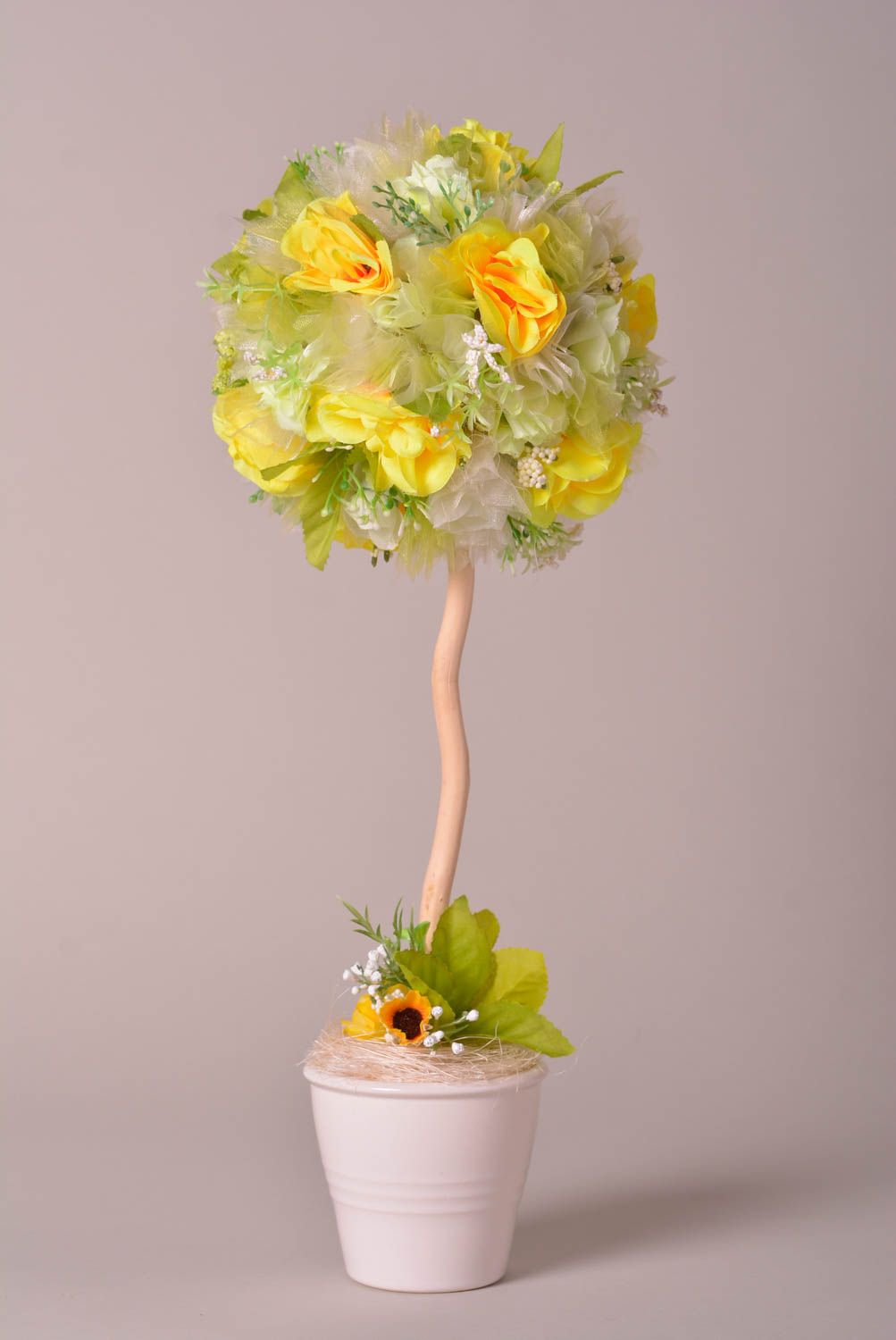 Topiaire artificiel Arbre du bonheur fait main avec fleurs Décoration maison photo 1