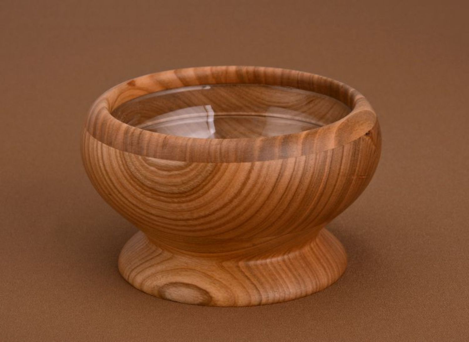 Wooden bowl with tempered glass inside surface photo 4