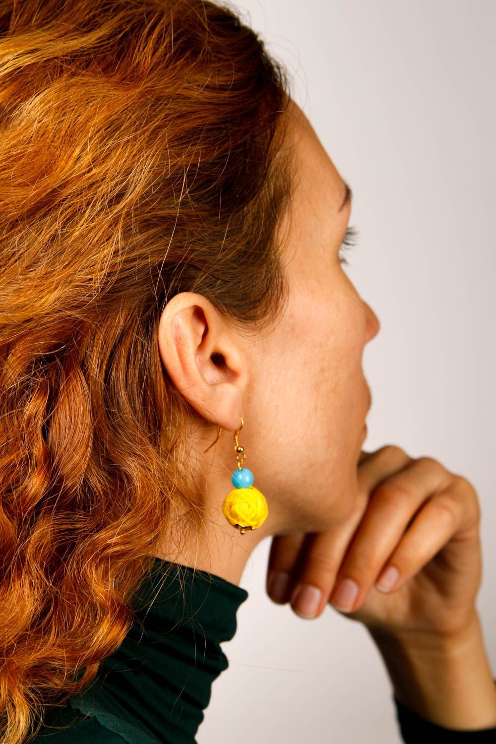 Kugeln Ohrringe handmade Ohrringe aus Stoff Accessoire für Frauen und Mädchen foto 1