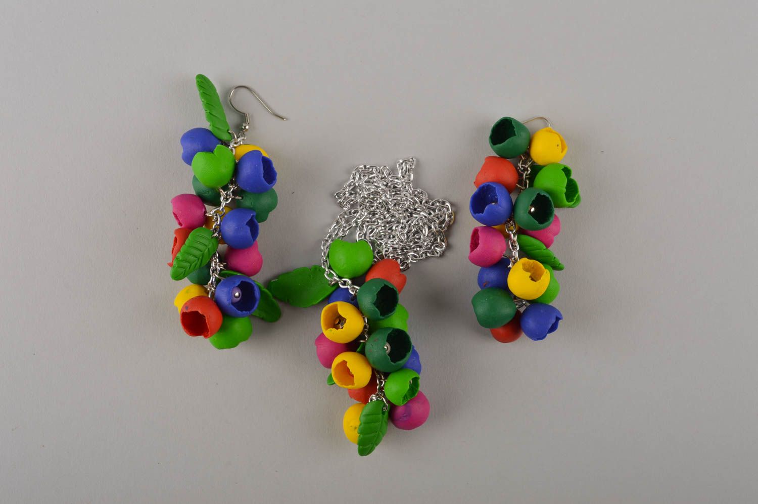 Handmade designer jewelry set unusual beautiful accessories pendant earrings photo 5