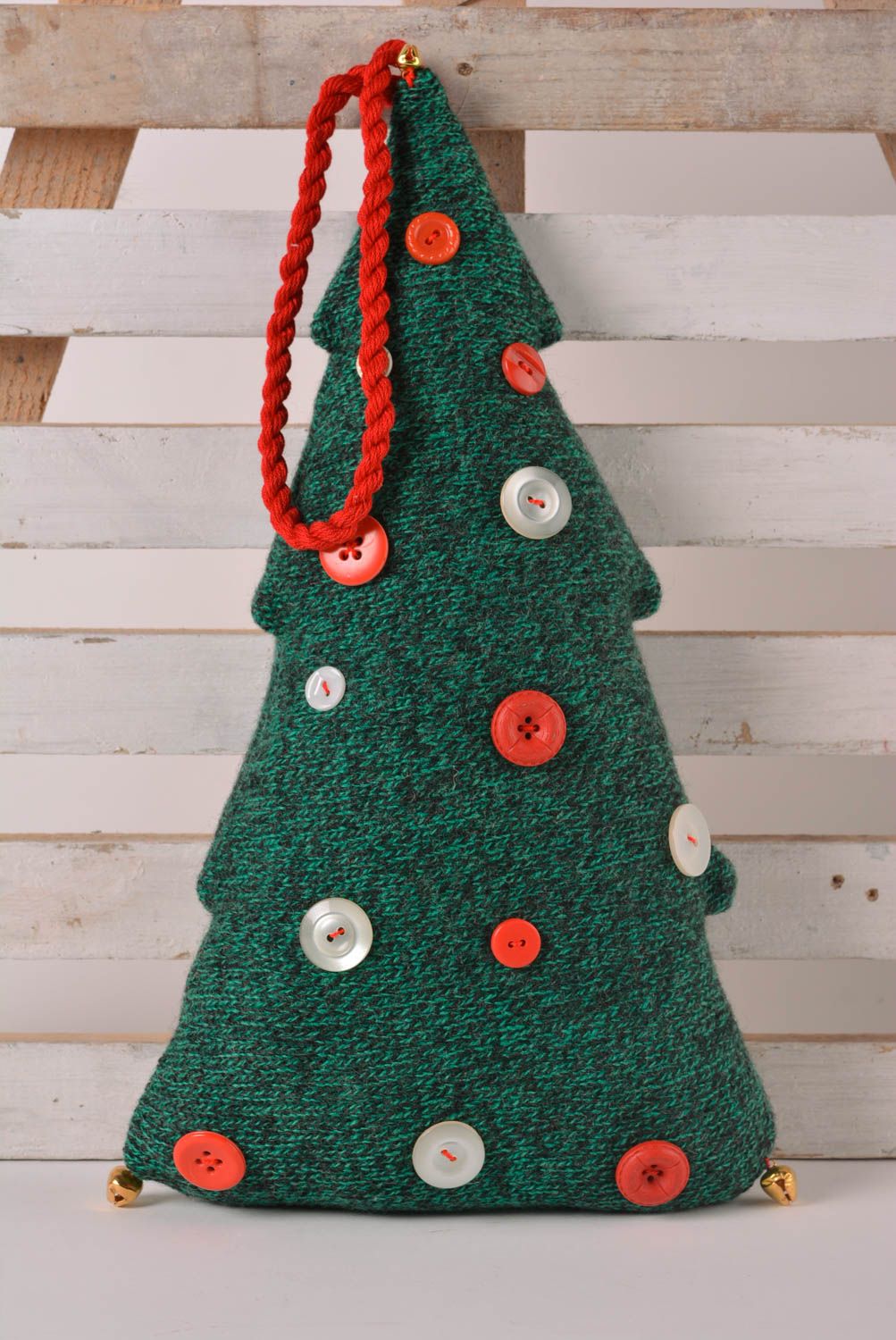 Décoration à suspendre faite main Sapin tissu vert Déco Noël originale photo 1