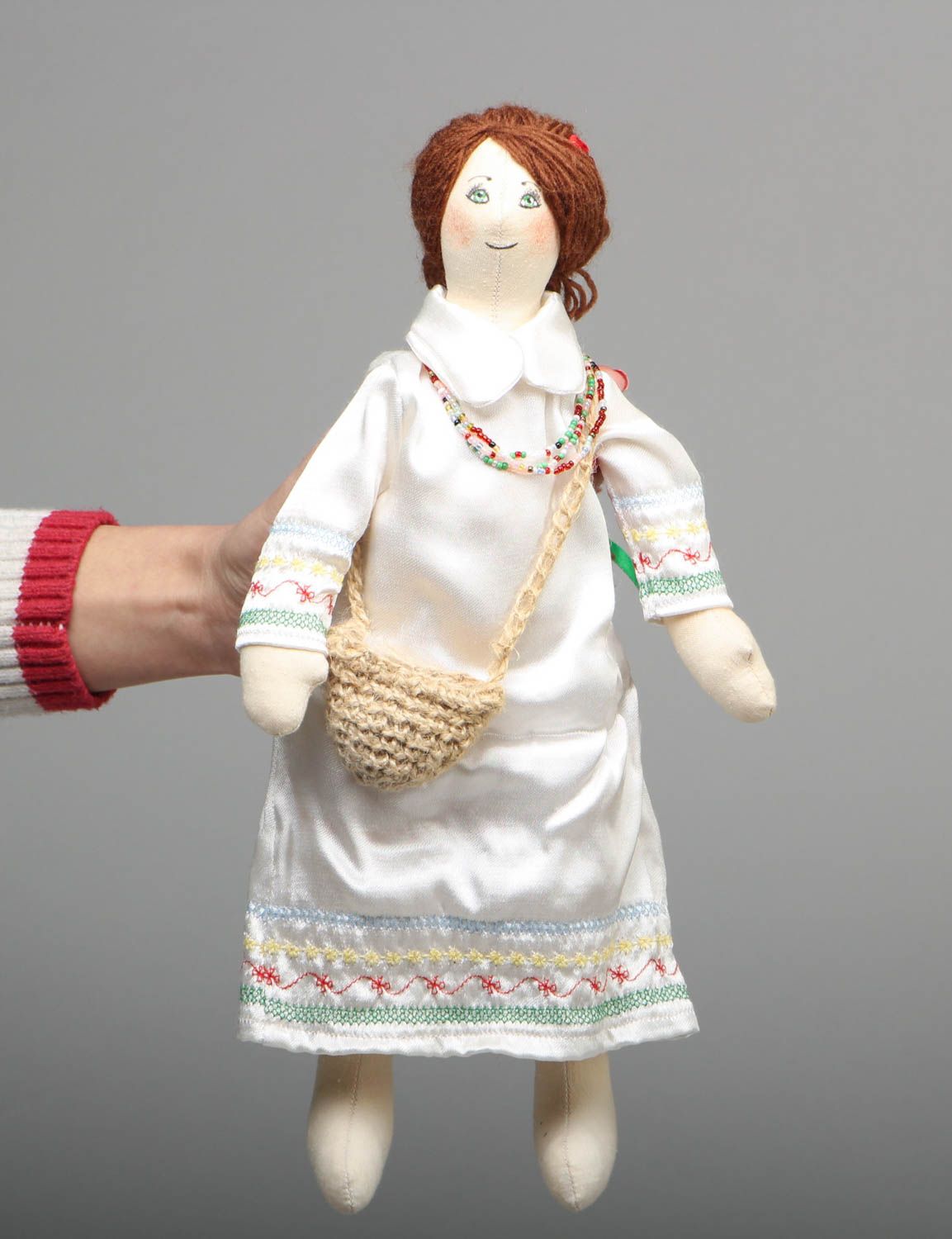 Poupée fille en coton et satin originale faite main pratique jouet pour enfant photo 4