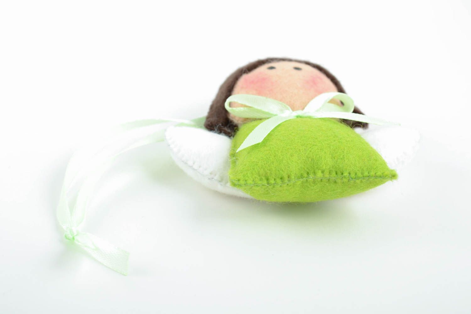 Мягкая игрушка ручной работы из фетра маленькая красивая оригинальная салатовая фото 3