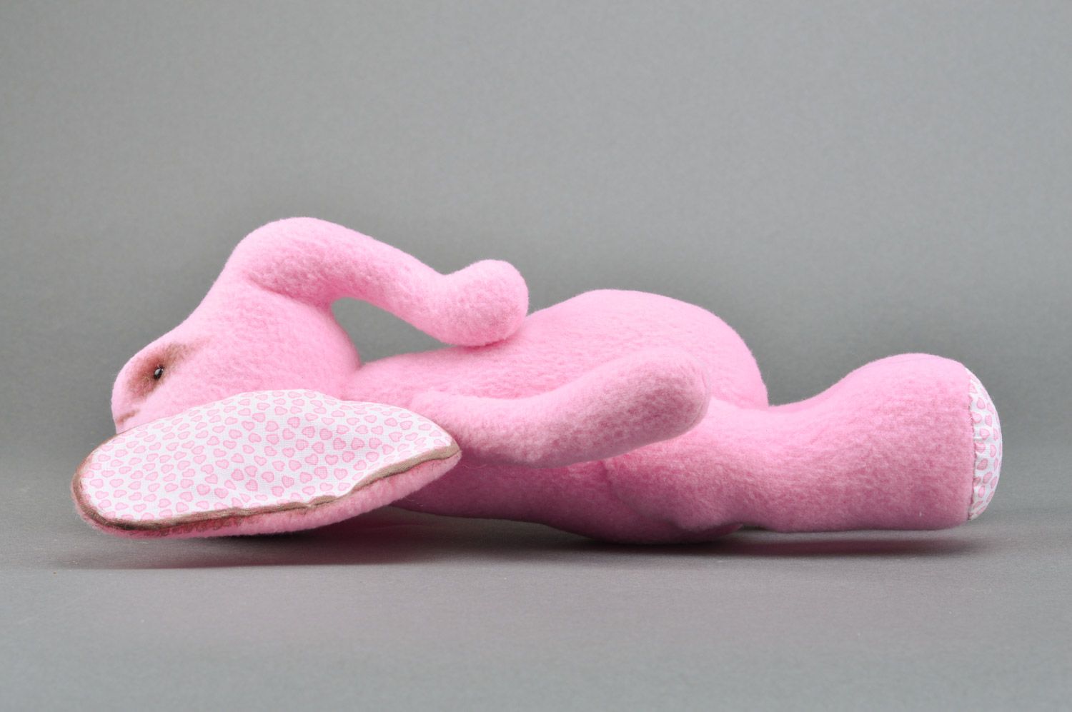 Jouet mou éléphant rose en tissu polaire fait main original pour enfant photo 5