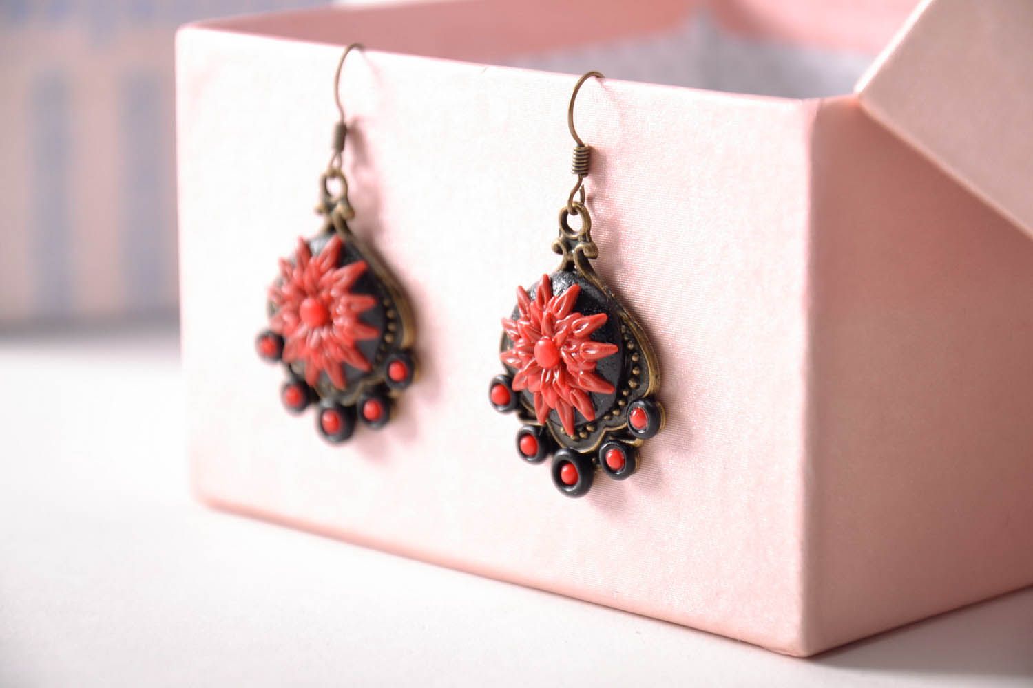 Earrings Made of Polymer Clay Using Filigree Technique  photo 1