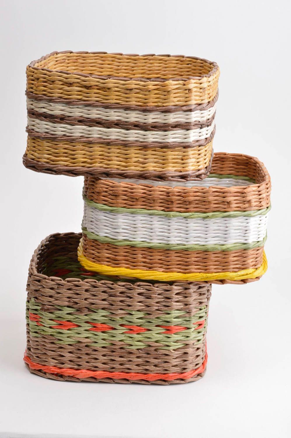 Плетеные корзины ручной работы 3 штуки подарочные корзины предметы интерьера фото 2