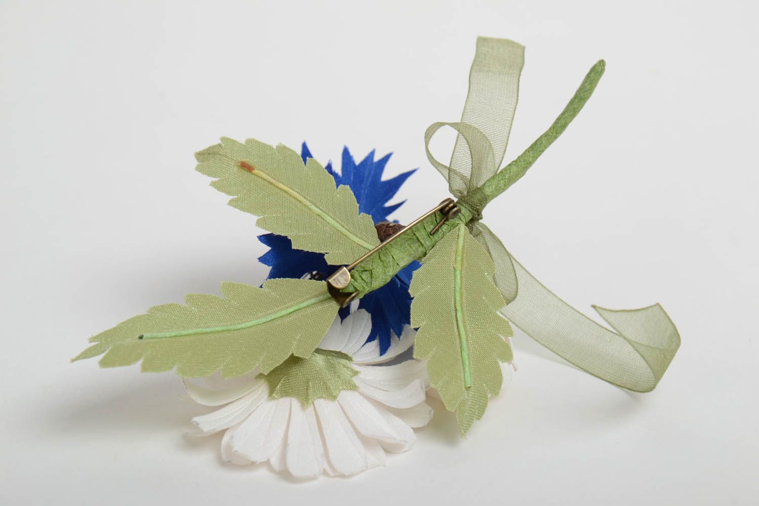 Künstlerische Textil Brosche mit Blumen und Blättern handmade Schmuck für Frauen foto 3