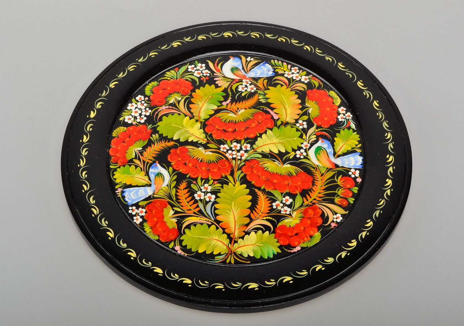 Декоративная тарелка, петриковская роспись фото 3