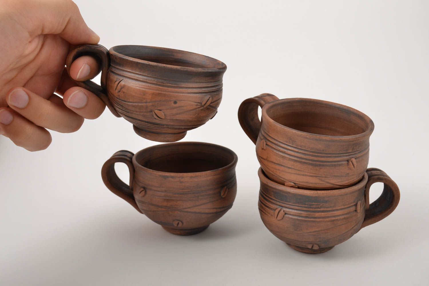 Кофейный набор ручной работы керамические чашки кофейный набор в подарок фото 5