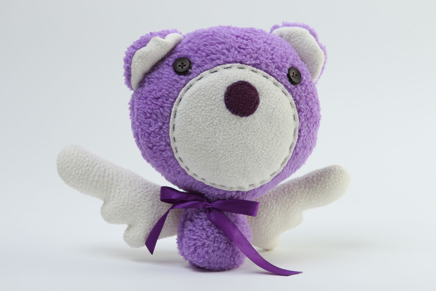 Игрушка ручной работы игрушка мишка интересный подарок для ребенка фиолетовый фото 2