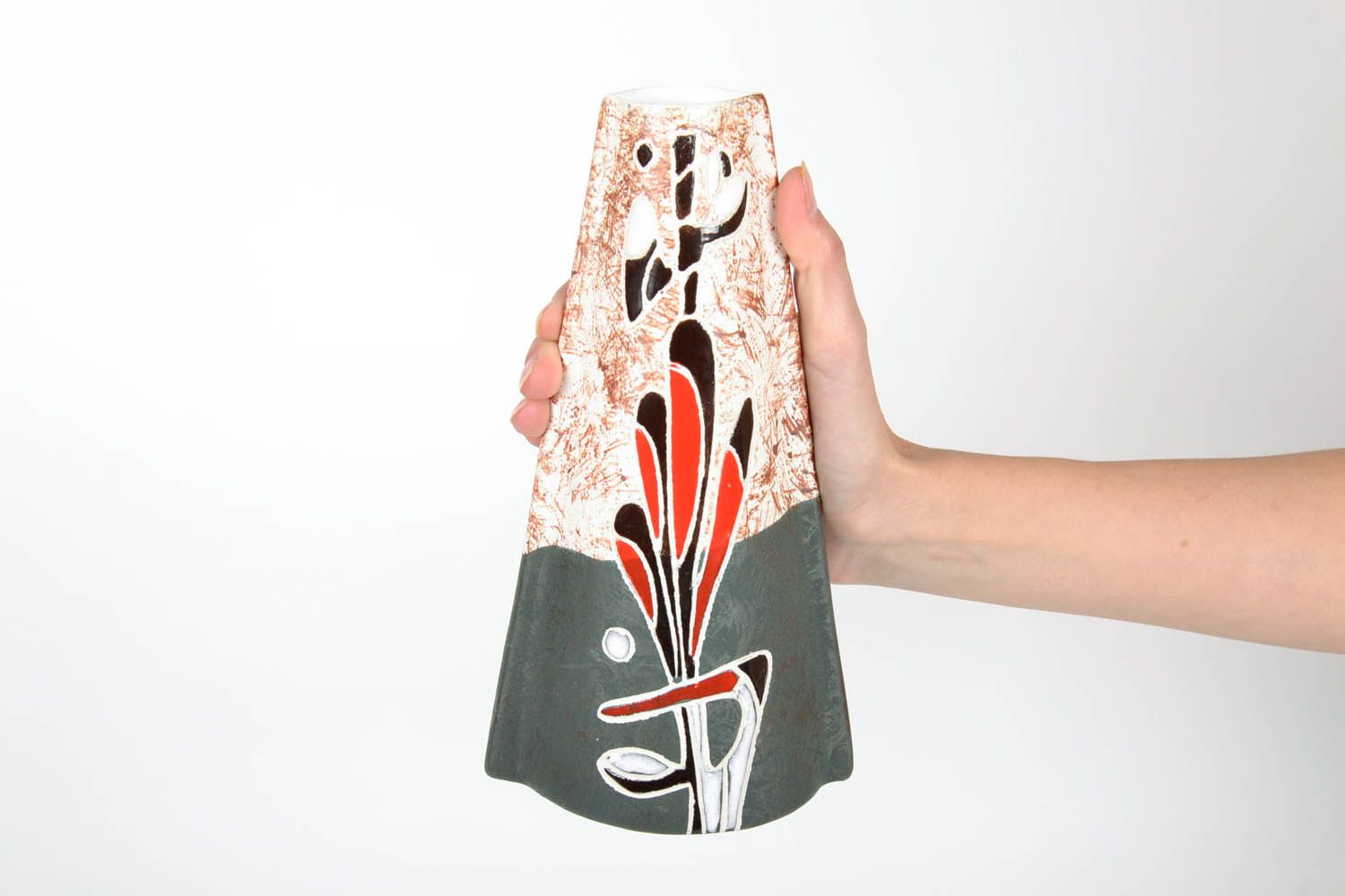Vase en terre cuite à peinture abstraite photo 2