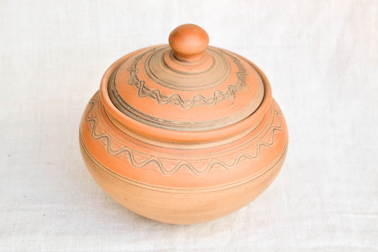 Keramik Topf handmade Ton Geschirr Topf mit Deckel Küchen Zubehör braun  foto 4